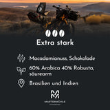 Espressobønner Martermühle Bike 500g Stærk | Arabica/Robusta | Smag: Macadamianødder, mælkechokolade | Let ristede hele espressobønner, lav syre