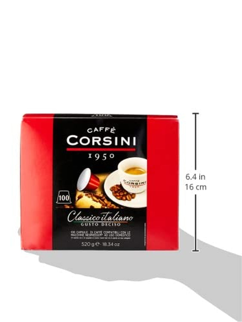 Caffè Corsini - Classico Italiano, Miscela Di Caffè In Nespresso-kompatible kapsler, Gusto Forte E Deciso - Confezione Da 100 kapsler