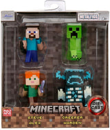 Jada Toys Minecraft figursæt (4 stykker) lavet af metal - Minecraft Caves & Cliffs samlerfigurer (Steve, Alex, Creeper og Warden) Til spillere og samlere 8+ 6 cm hver actionfigurer Naty Shop Standardtitel