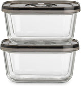 Caso Vacu OneTouch Eco sæt, manuel vakuumforsegler, inklusive 3 glasvakuumbeholdere og VacuBoxx Eco-Duo S - vakuumfriskhedsbeholder / 2 beholdere med hver 500 ml Madopbevaringsbokse Naty Shop