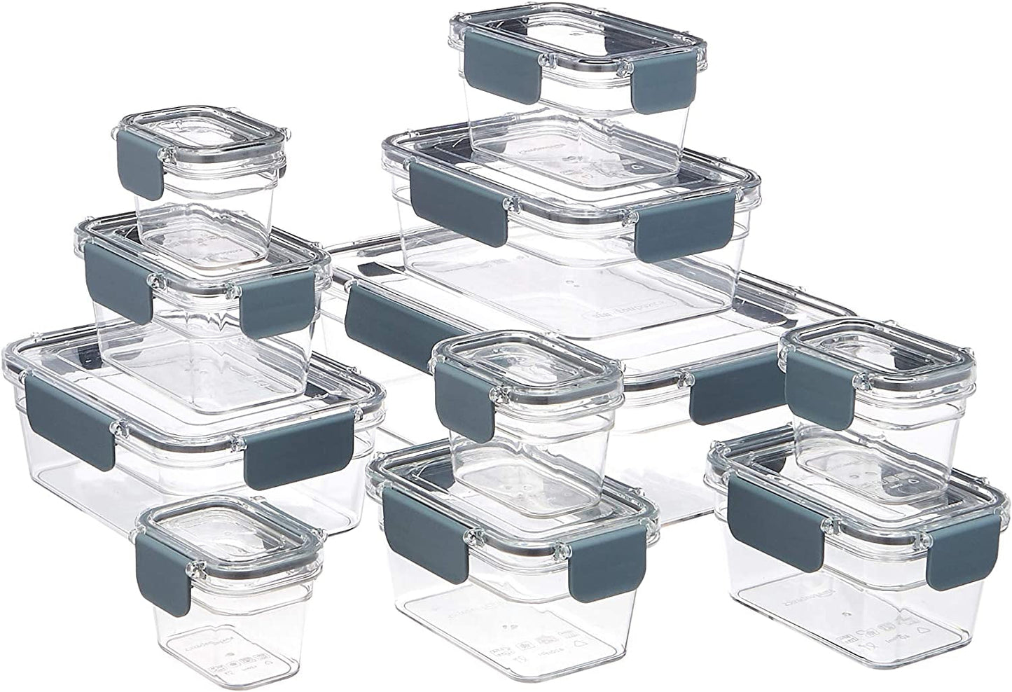 Amazon Basics Tritan holdfri dåse med lukning, 11-pak, (11 kasser + 11 låg), gennemsigtige madopbevaringsbokse Naty Shop 11-pak