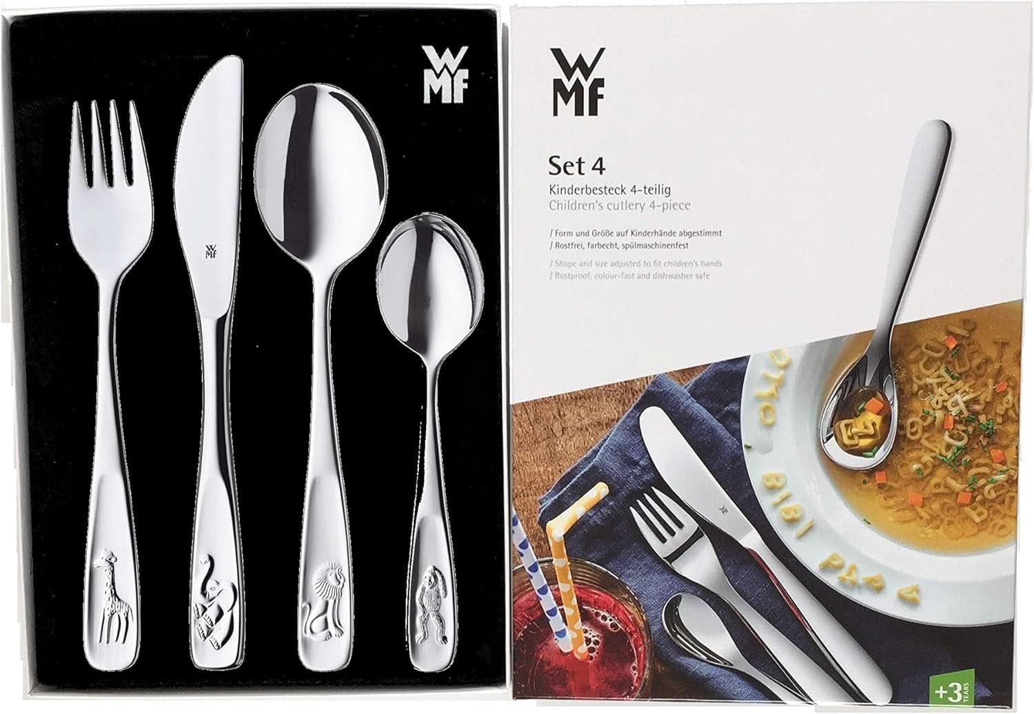 WMF Animals bestiksæt i rustfrit stål til børn, 4 dele, poleret Cromargan Kitchen Naty Shop
