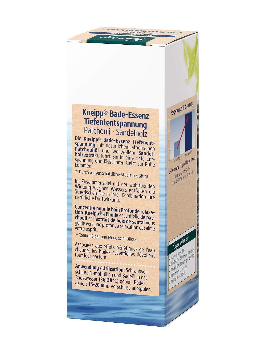 Kneipp, badeolie med naturlig patchouli æterisk olie og sandeltræekstrakt til dyb afslapning og beroligende, 100 ml Naty Shop