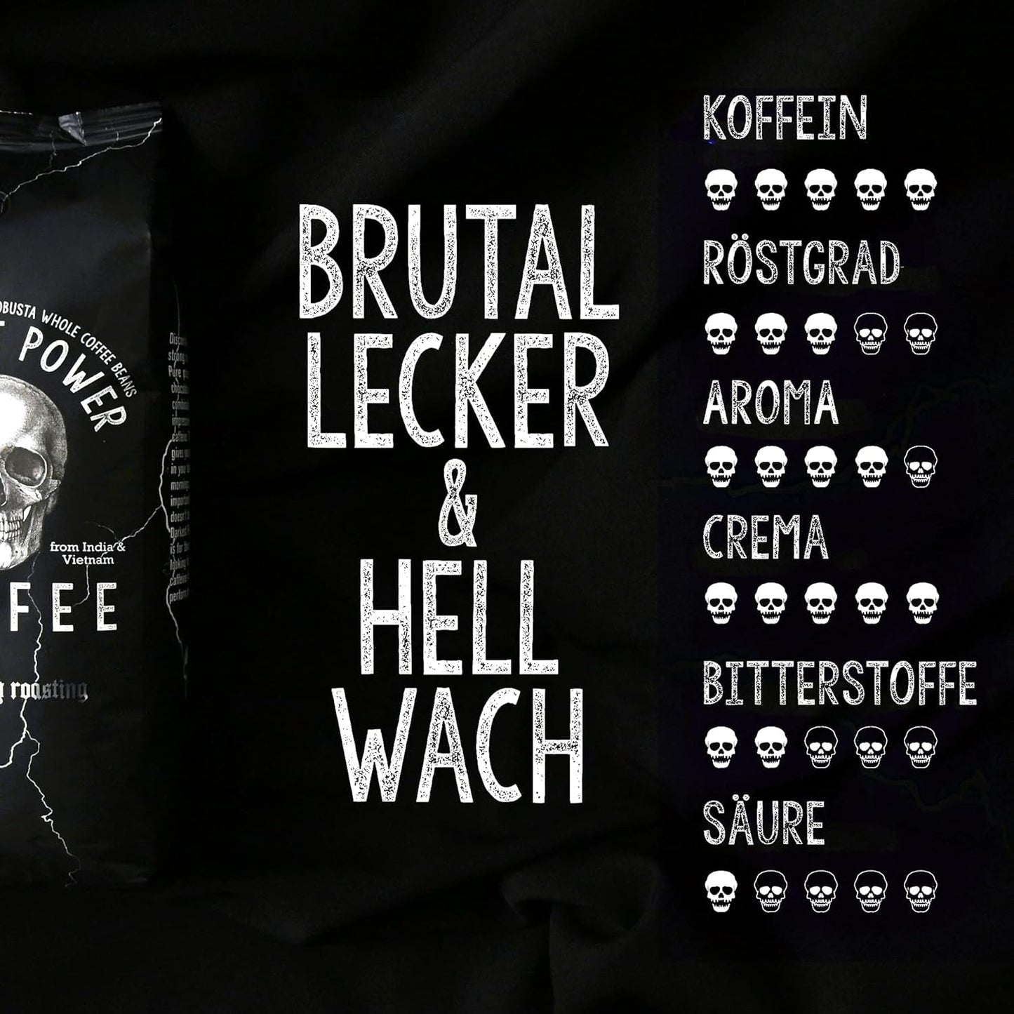 | Kaffeebohnen ekstra stærk | Espresso 100% Robusta | viel Kaffein wenig Säure | 1000g ganze Kaffee Bohnen | geigeint für Fuldautomatisk | mit Zufriedenheitsgarantie