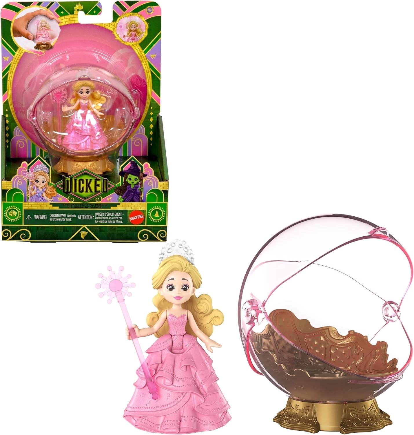 Mattel Universal Pictures Evil Glinda Floating Bubble, Familiar Movie Inspired Glinda Mini Doll and Vehicle Playset, JFM25, [Multicolor]