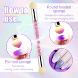 Sularpek 6 Stück Nagel Pinsel, Nail Art Pinsel, Pinsel Nageldesign, Nagel Pinsel Set, Nail Art Dotting Tools med 1 svampebørste applikator, Nageldesign Tilbehør til DIY Nail Art Design