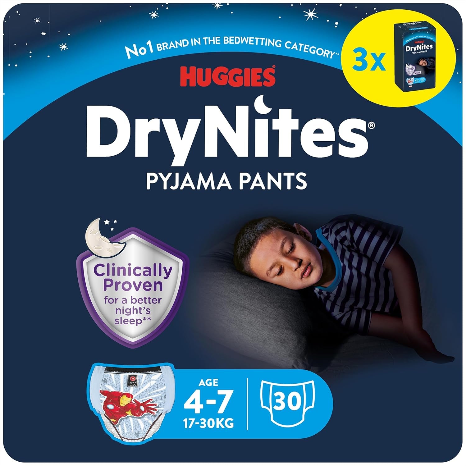 DryNites Absorberende sengevædningsbleer til drenge 4-7 år (17-30 kg), Jumbo månedlig pakke, 64