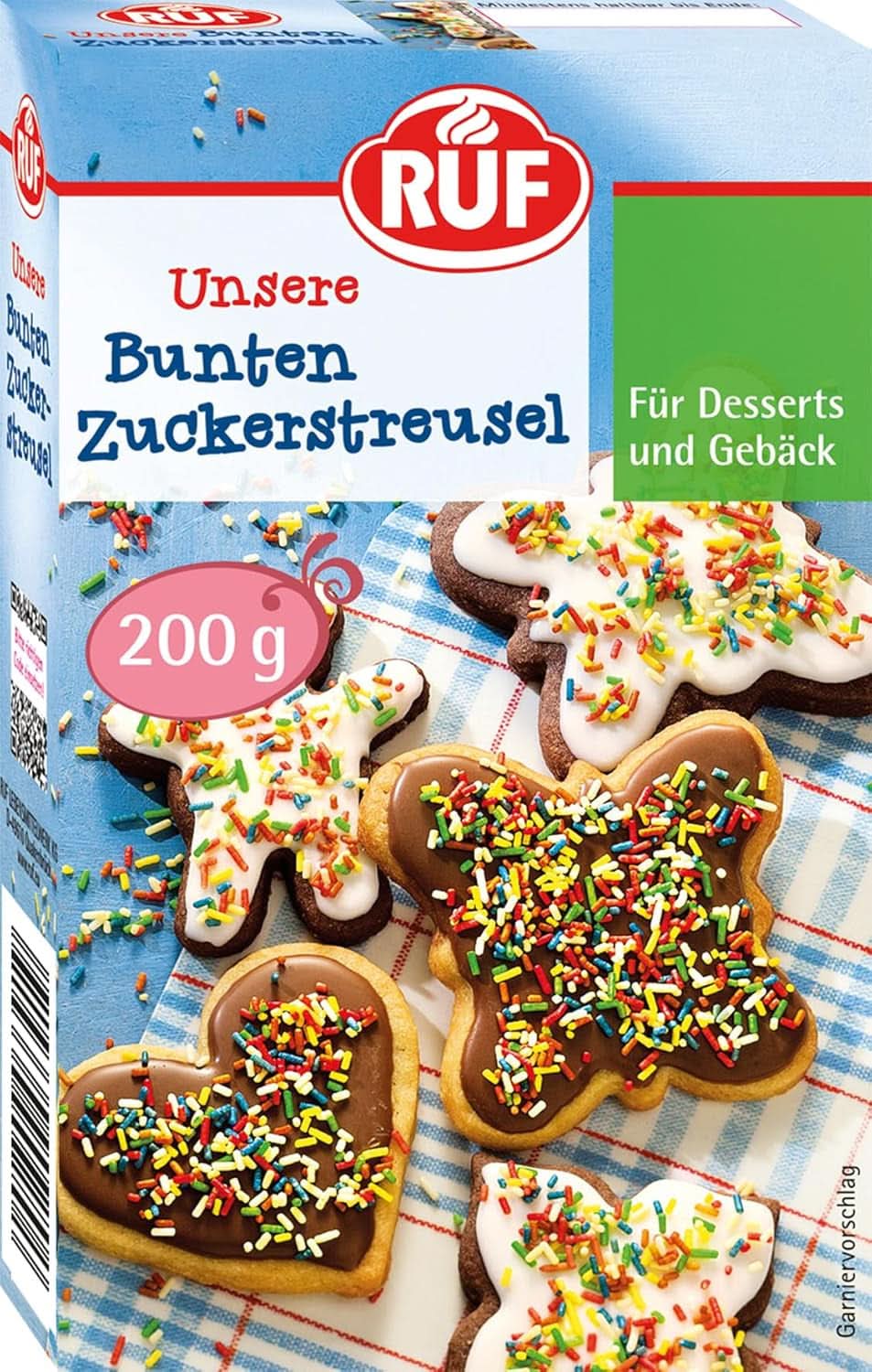 RUF, regnbuefarvet sukkerdrys, 200 gram Sprinkles Naty Shop