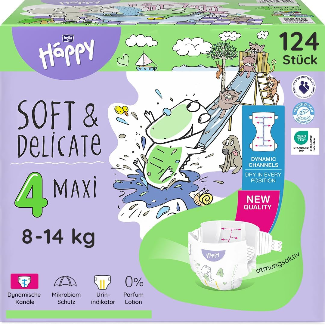 Bella Baby Happy Premium bleer, str. 6, Junior Extra, 15+ kg, 96 styk, DERMATEST og OEKO-TEX Seal, engangs babybleer
