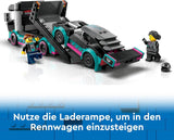 LEGO City Car Transporter med racerbil, legetøjslastbil med justerbar læsserampe og racerbil, byggesæt med 2 minifigurer, racerkører og lastbilchauffør, til børn fra 6 år 60406 Byggesæt Besuche den LEGO-Store