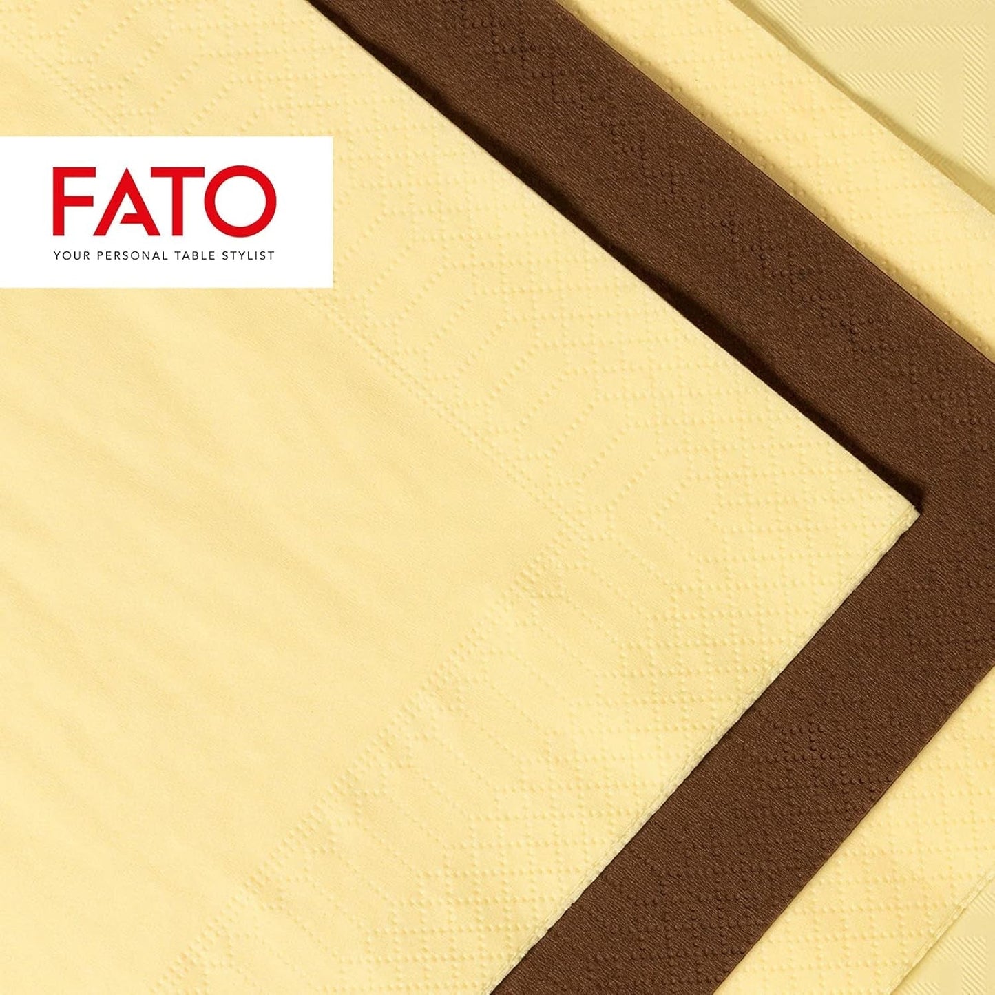Fato - engangspapirservietter, ideelle til afslappede frokoster og buffeter, pakke med 50 servietter, størrelse 33X33, 4-fold, 2-lags, champagnefarve, 100 % rent cellulosepapir, FSC