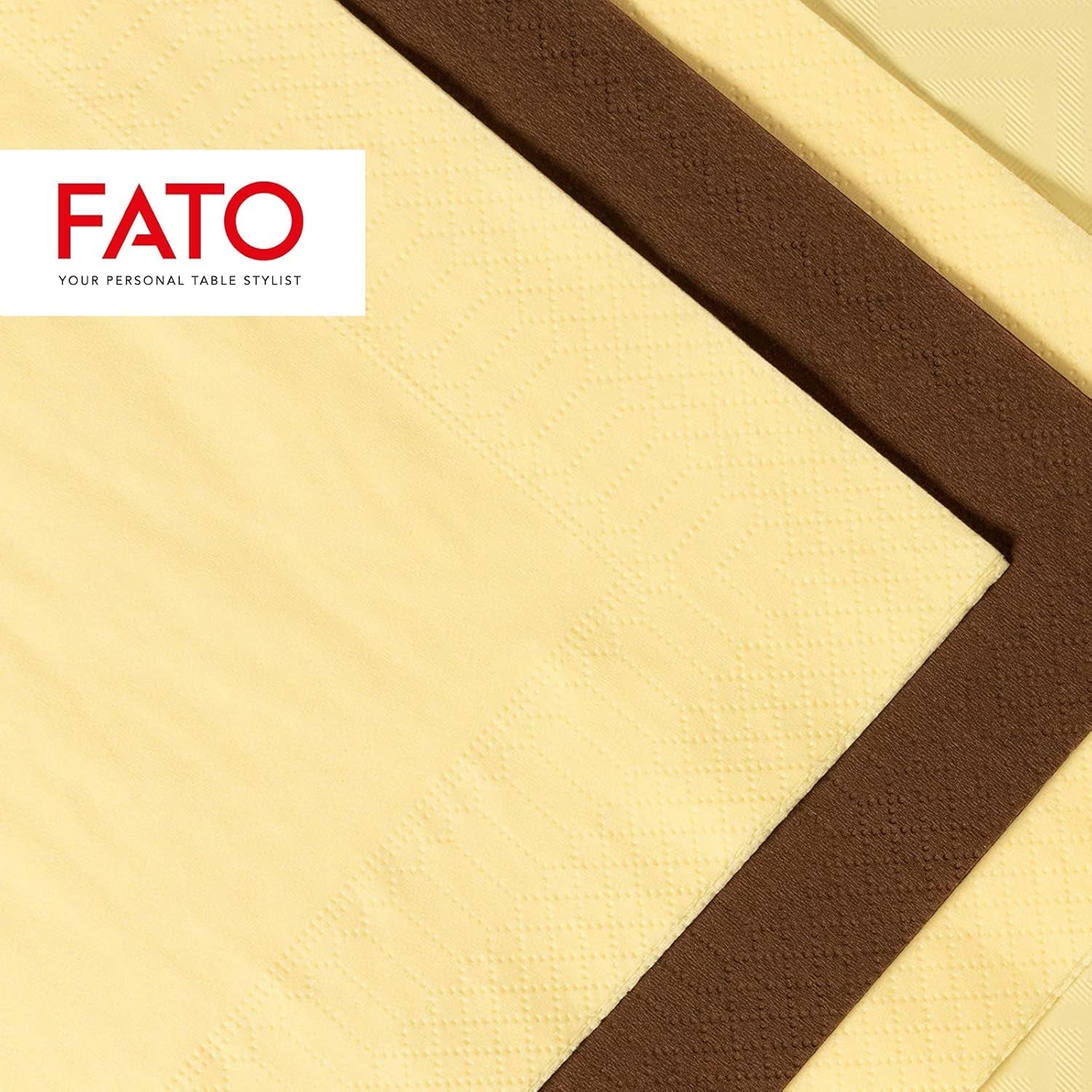 Fato - engangspapirservietter, ideelle til afslappede frokoster og buffeter, pakke med 50 servietter, størrelse 33X33, 4-fold, 2-lags, champagnefarve, 100 % rent cellulosepapir, FSC
