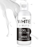 Gel-madfarve - 100 ml, Gel-madfarve til kager, bagning, småkager, makroner - koncentreret sukkerfri madfarve til kagedekoration, drikkevarer, påskeæg, DIY-slime (hvid)