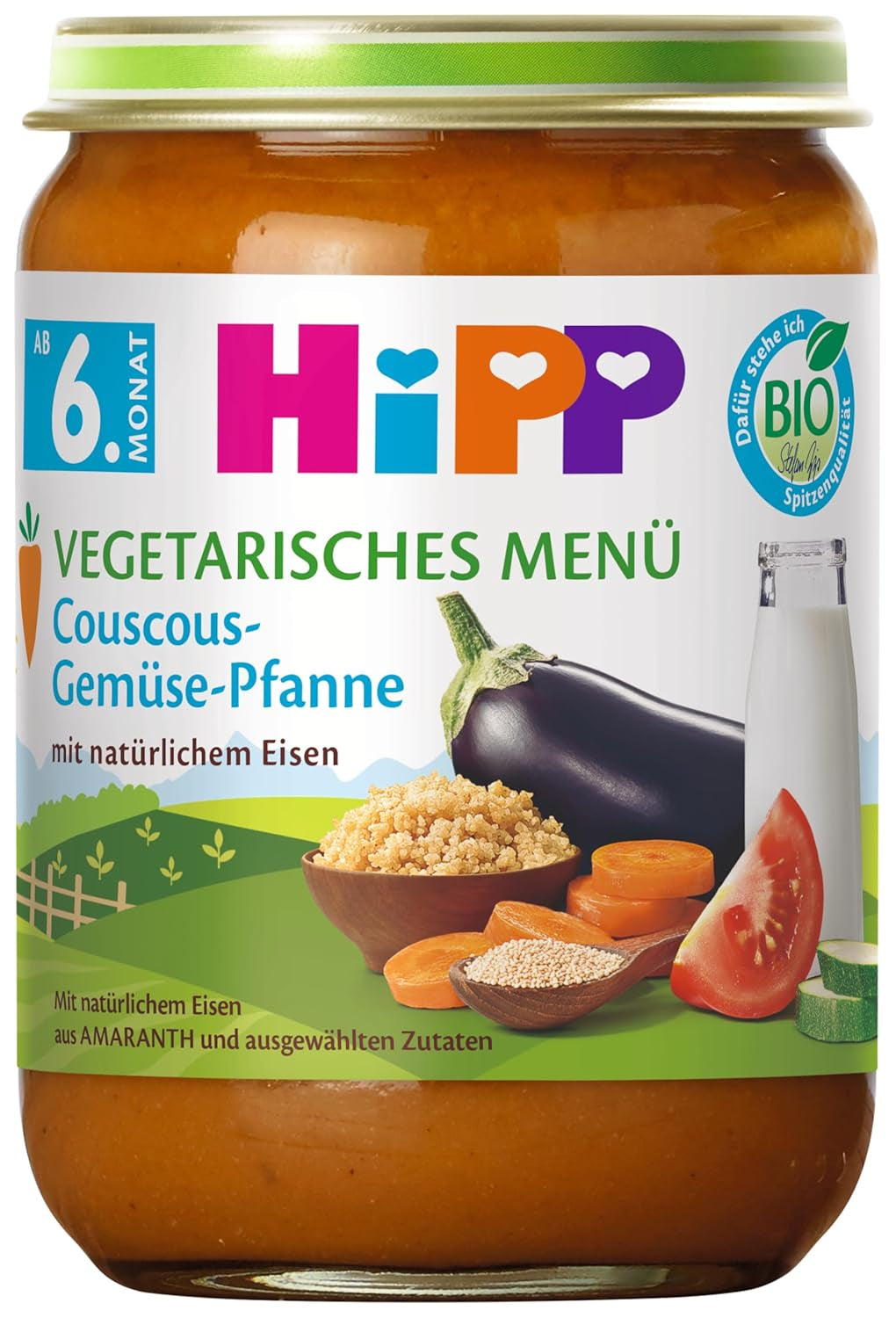 HiPP økologiske måltider fra 6 måneders couscous og sauterede grøntsager, pakke med 6