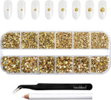 Beadsland 2500 stk Glas Nailart Strasssteine ​​​​Kristall Flatback Edelsteine ​​​​Runde, ​​Für Handwerk Gemischt 8 Größen SS4 ~ SS30 Mit Picking Pinzette Und Stift (Kristall Weiss)