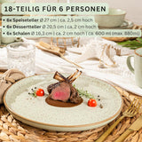 SÄNGER Rio Mint | Stentøjsstel til 6, 6 tallerkener, 6 desserttallerkener, 6 skåle, mintgrøn | VÆRDIINDSAMLING