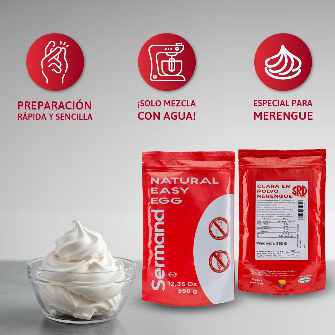 Eiweißpulver für Baiser (350 g) | Pasteurisiertes Eiklar | Getrocknetes Eiweiß | Laktosefri Glutenfri | I wiederverschließbarem Zip-Beutel