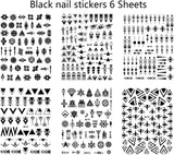 12 Blatt Nagelsticker Geometrisk Nagelaufkleber Selbstklebend Schwarz-Weißes Mysteriöses Dreieck Nail Art Sticker Dekoration Nageldesign Zubehör