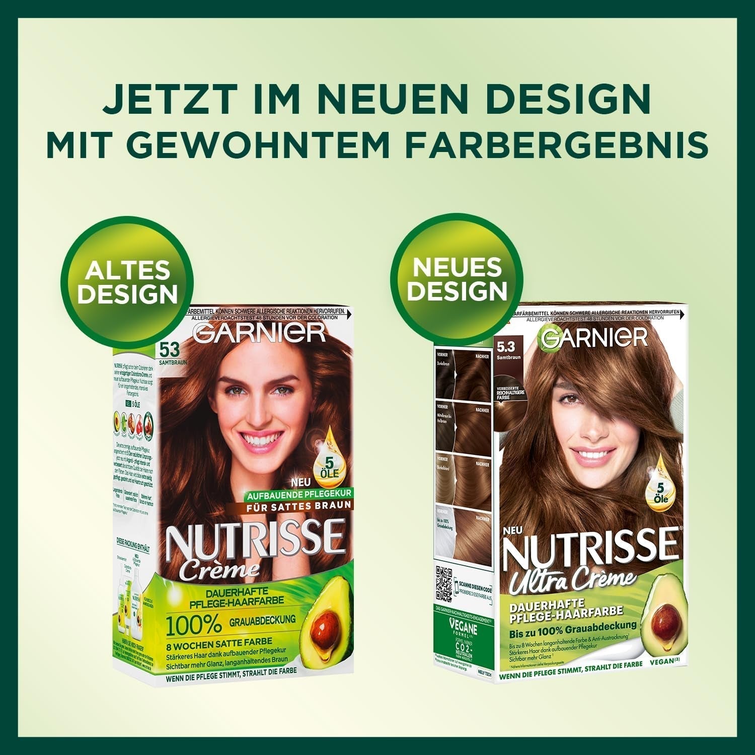 Garnier Nutrisse Permanent Care Hårfarve med nærende frugtolier 8 Week Hold Color Ultra Crème Tint 053 Velvet Brown (pakke med 3) Naty Shop Hårfarve