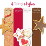 Scrapcooking - 4 stykke tuscher: guld, chokolade, hvid og rød - dekorative spiselige kuglepenne til skrivning og tegning på desserter, kager og kiks