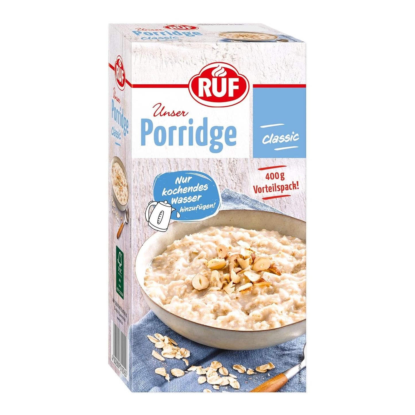 RUF Grød Æblekanel, med hele havreflager, fin kanelsmag og stykker af tørrede æbler, 400 gram Naty Shop Cereals 400 gram Classic