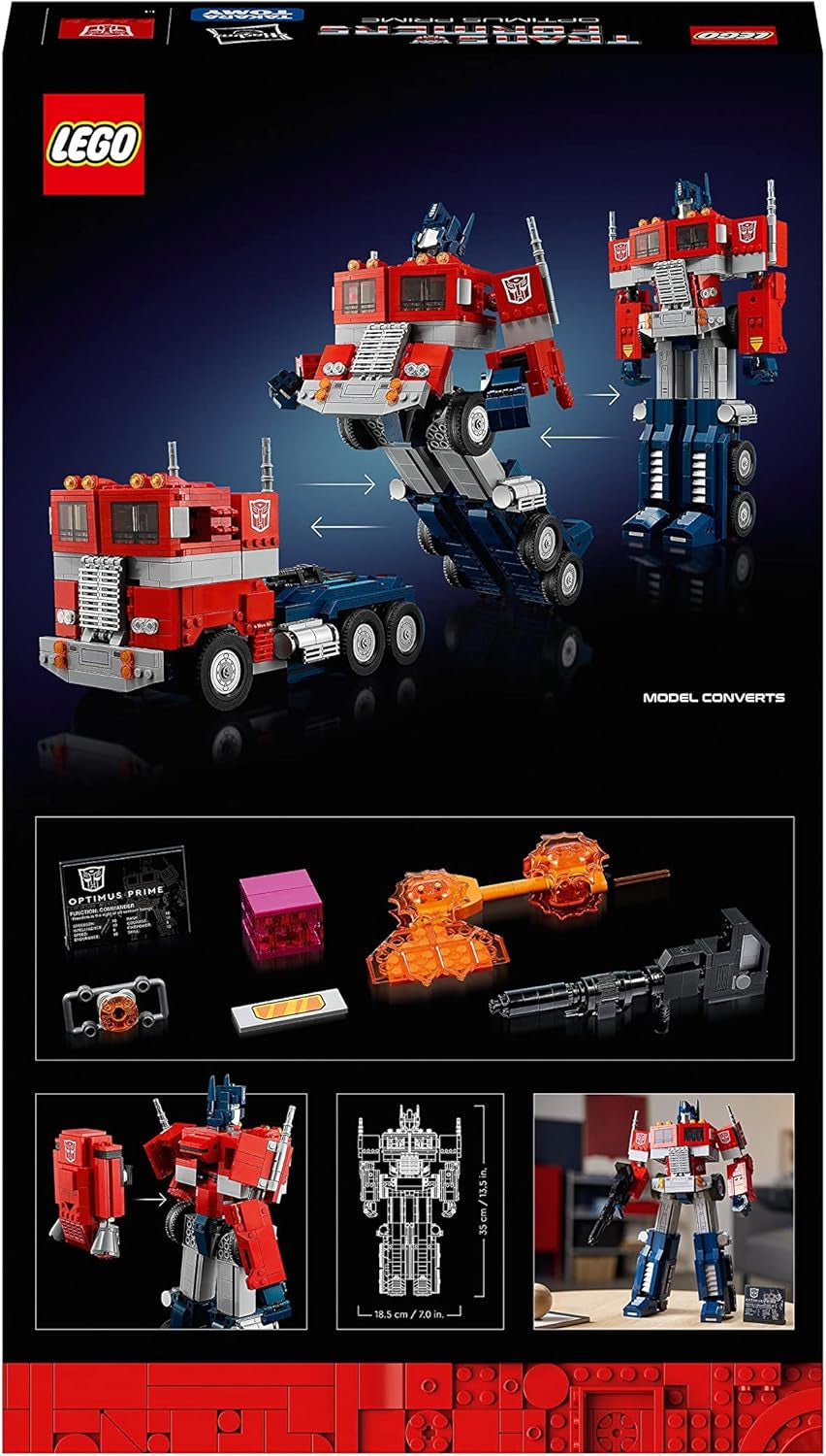 LEGO 10302 Ikoner Optimus Prime Sæt, 2-i-1 robotfigur- og modellastbil, Transformers Legetøjsmodelsæt til voksne, fødselsdags- eller julegave til mænd, kvinder, hende og ham byggesæt Besuche den LEGO-Store