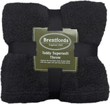 Brentford's Teddy Fleece Tæppe Stort Sengetæppe Plys Super Blød Varm Sovesofa Sengetæppe Sort - 150 X 200 Cm Senge og tæpper Besuche den Brentfords-Store