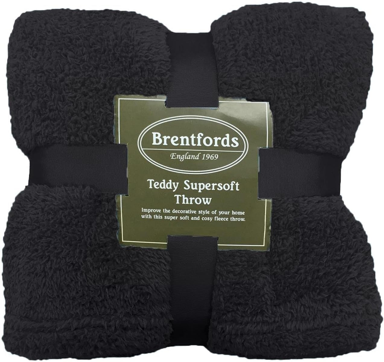 Brentford's Teddy Fleece Tæppe Stort Sengetæppe Plys Super Blød Varm Sovesofa Sengetæppe Sort - 150 X 200 Cm Senge og tæpper Besuche den Brentfords-Store