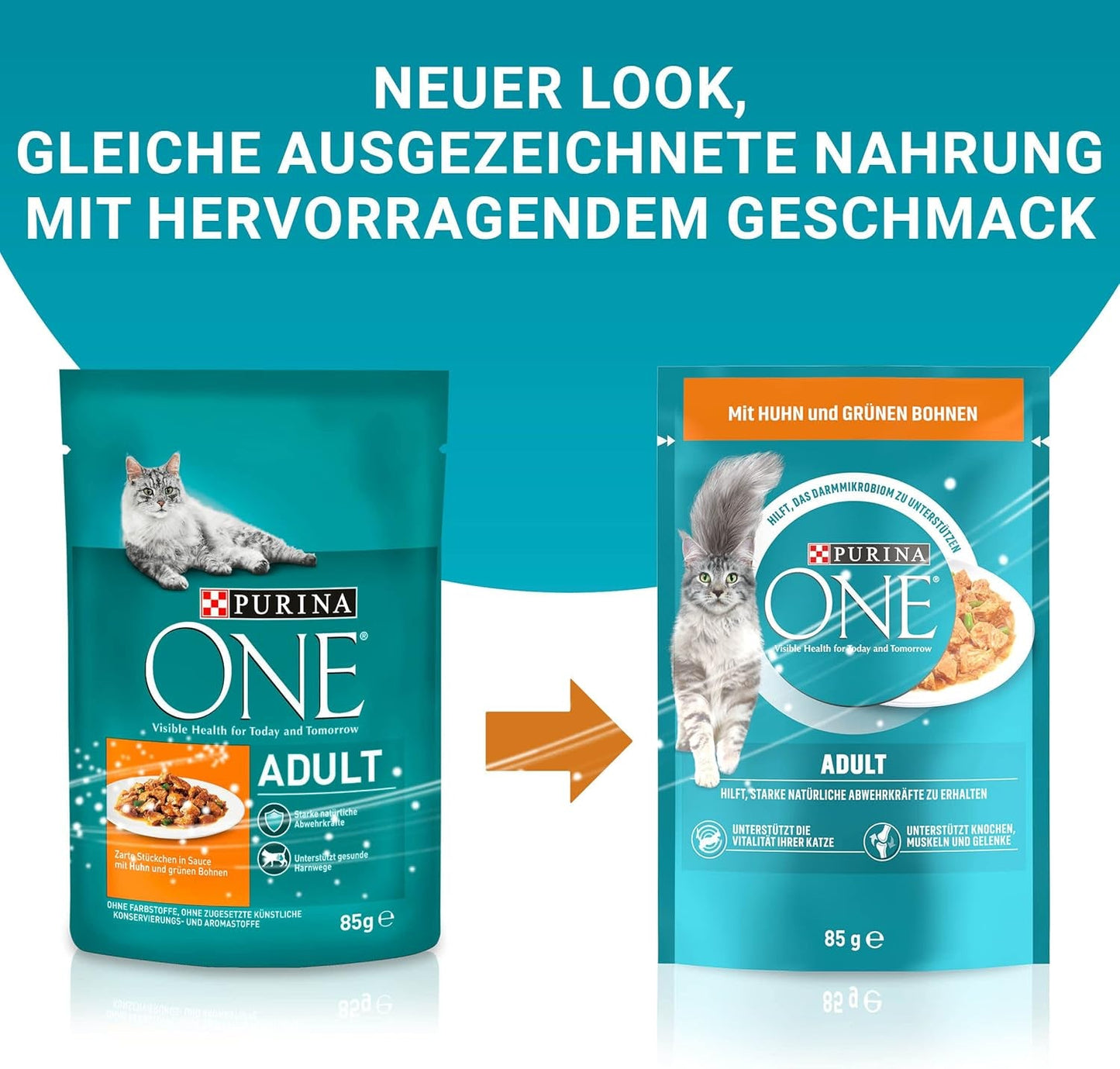 PURINA ONE Våd kattefoder til voksne, møre stykker i kyllingesauce, pakke med 26 stk (26 x 85 g)