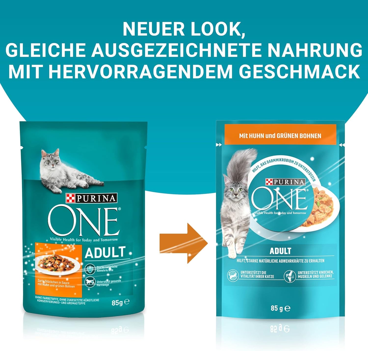 PURINA ONE Våd kattefoder til voksne, møre stykker i kyllingesauce, pakke med 26 stk (26 x 85 g)