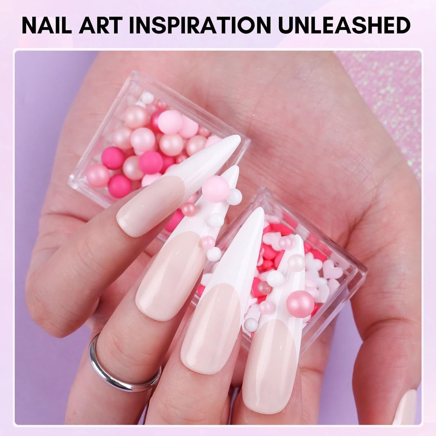 Makartt Rhinestone selvklæbende gel - 15 ml UV-neglelimsæt med lyserøde negle charms Hjertecirkel neglesmykker og negledesigntilbehør til hjemmemanicure Valentinsdagsgave
