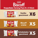 Lotus Biscoff | Dobbelt kiks Variety Pack | 3 varianter: Biscoff creme, vanilje og chokolade smag | 5 dobbeltkiks pr. pakke | Ingredienser af naturlig oprindelse | Ingen farvestoffer | 16 x 50 g | 800 g