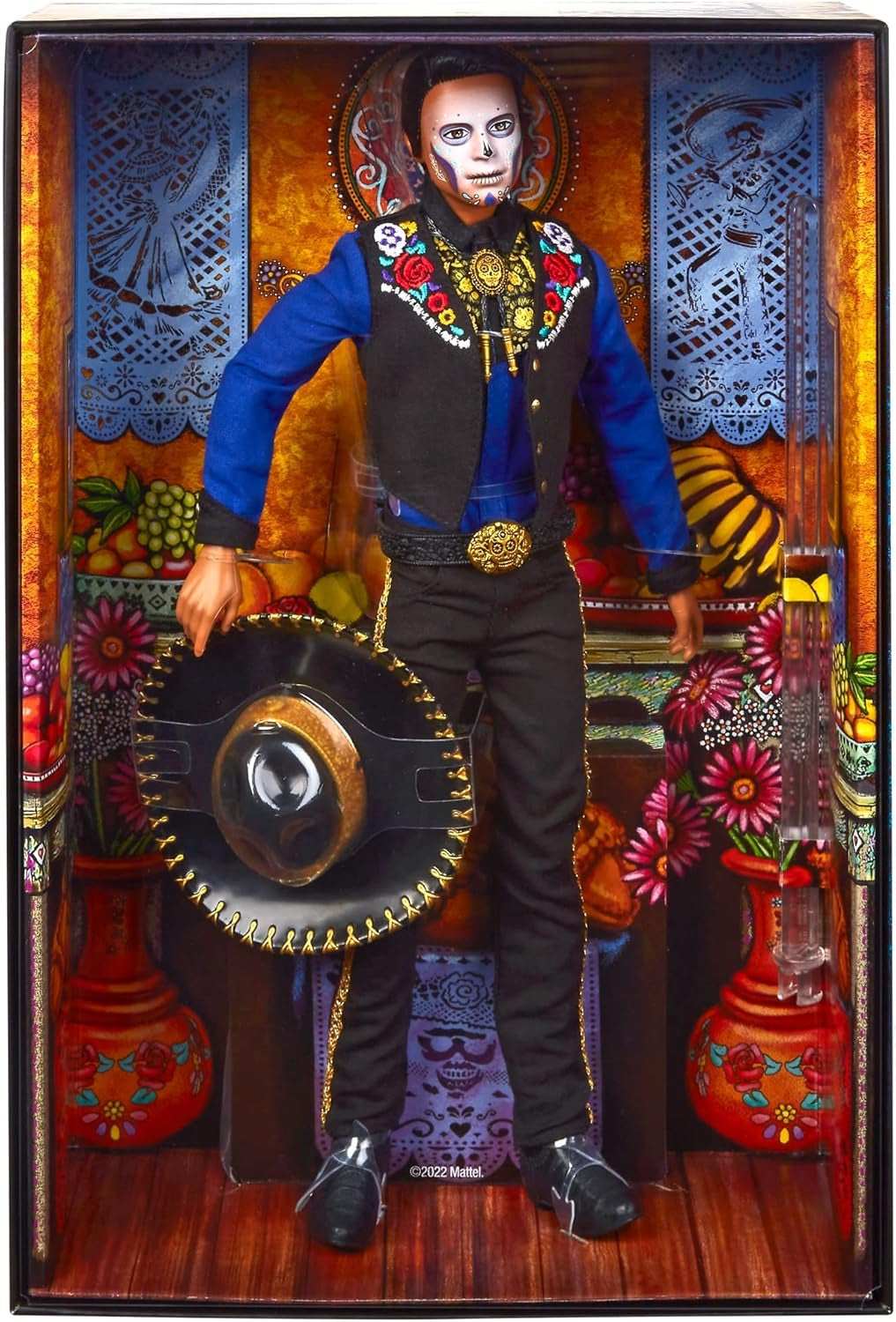 Ken Barbie 2022 Día De Muertos dukke med skjorte, vest og sombrero, Calavera ansigtsmaling, gave til samlere