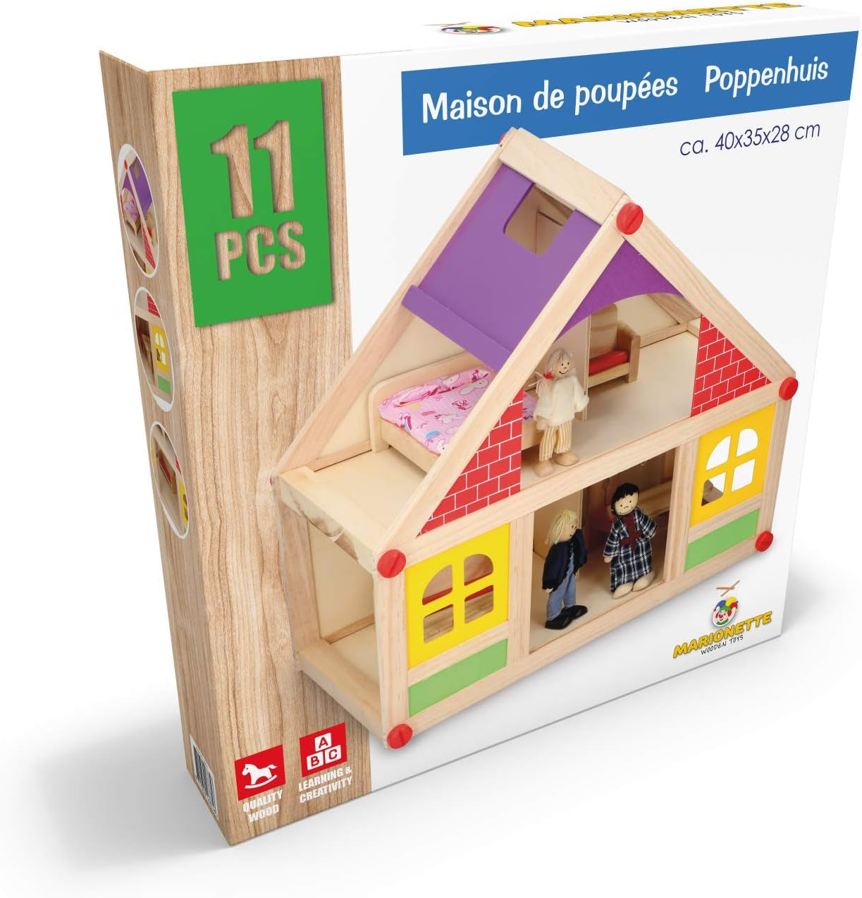 Marionette Trælegetøj - Trædukkehus med møbler og dukker - 11 stykker Dukkehuse Naty Shop