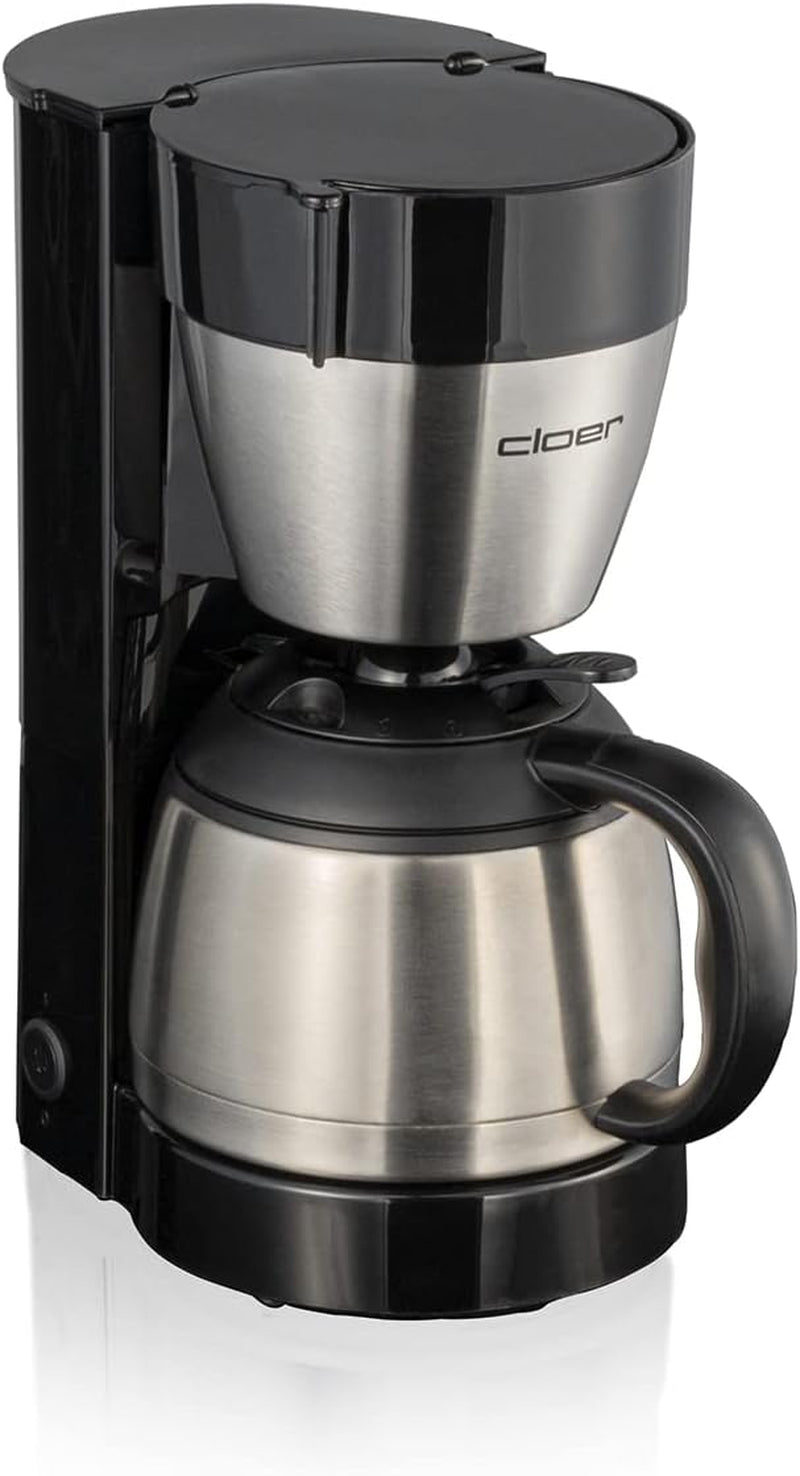 Cloer 5009 Hold Warm Filter Espressomaskine til op til 8 kopper 800W med isoleret rustfri stålkaraffel 1x4 filterkop Sort