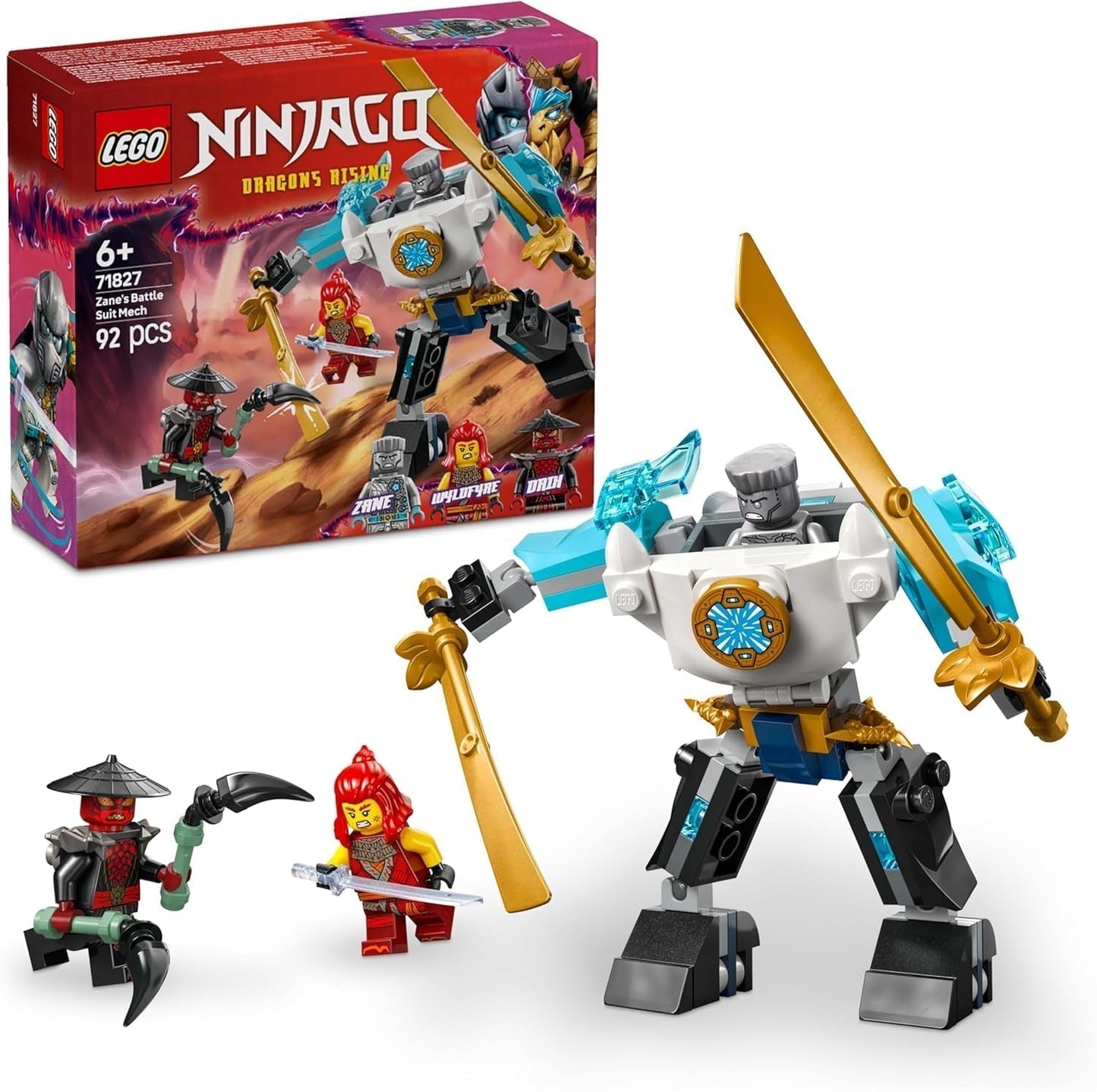 LEGO NINJAGO Zanes Action Mech - Ninja legetøj med 3 minifigurer til rollespil - Lille sæt til at bygge og lege til børn - Gaveidé til drenge og piger fra 6 år 71827 Byggesæt Besuche den LEGO-Store Standard titel