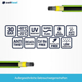 CELLFAST Haveslange 5-lags vandslange Dobbelt flettet grænseoverskridende vandingsslange UV-resistent Anti-Alge Fleksibel 30 Bar 3,4 Tommer 50 Meter Grøn