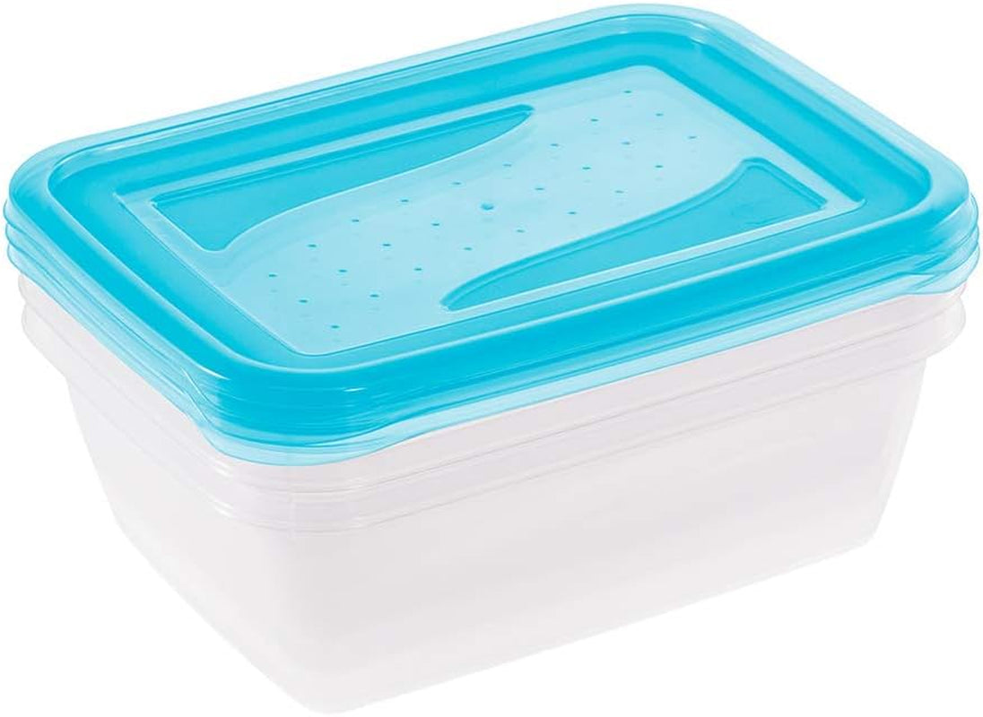 Kekeeper sæt med 3 madopbevaringsglas, 3 x 1,25 l, 20,5 x 15,5 x 6,5 cm, Fredo Fresh, gennemsigtig blå Madopbevaringsbokse Naty Shop