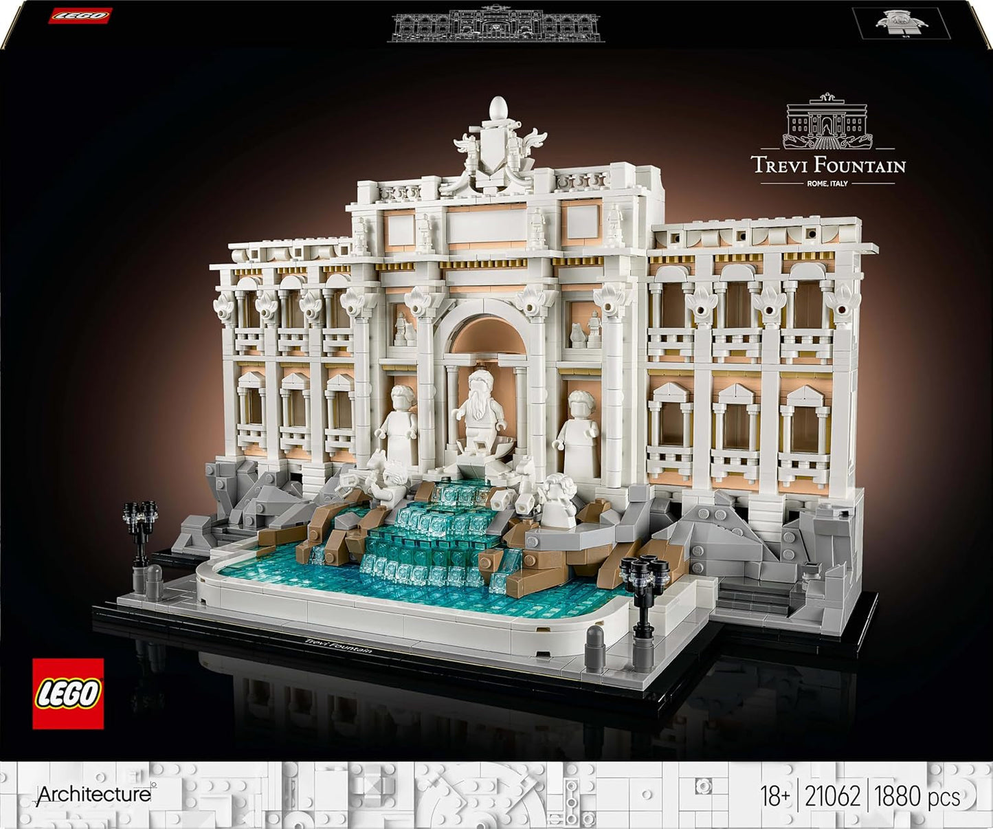 LEGO Architecture Trevi Fountain - Model af et vartegn i Rom med minifigurer skulpturer - samling til kontor og stue - gave til voksne og arkitekturelskere 21062 Byggesæt Besuche den LEGO-Store