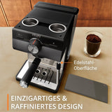 KRUPS Authentic+ espressomaskine, 15 bar, intuitiv betjening, sofistikeret design, dampmundstykke, inklusive udvidet tilbehør, Bullet Dark sølv/rustfrit stål, XP384G10