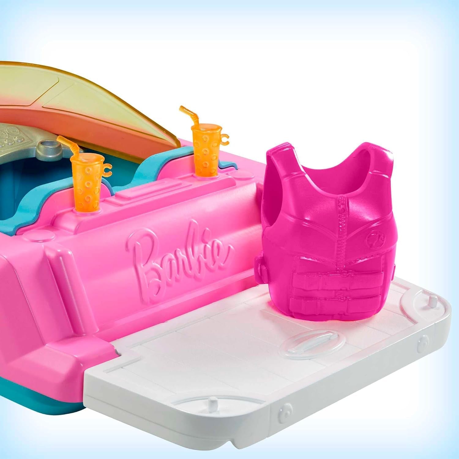 Barbie Speedbåd Sæt, Barbie Dukke med Blondt Hår, Pink Redningsvest, Båd, Hvalp, Tilbehør, Gaver til 3+, Grg30 Naty Shop Dolls
