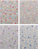 JMEOWIO 3D Nagelsticker Blumen Nail Art Sticker Selbstklebend Nagelaufkleber 5D Stereoskopisk Frühling Sommer Blumen Dekoration Nageldesign Zubehör 4 Blatt