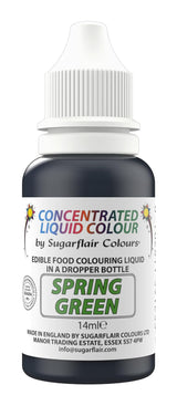 Sugarflair Spiselige Flydende Madfarve Drops Spring Green - Sugarpaste Buttercream Food Color - Airbrushable - 14ml