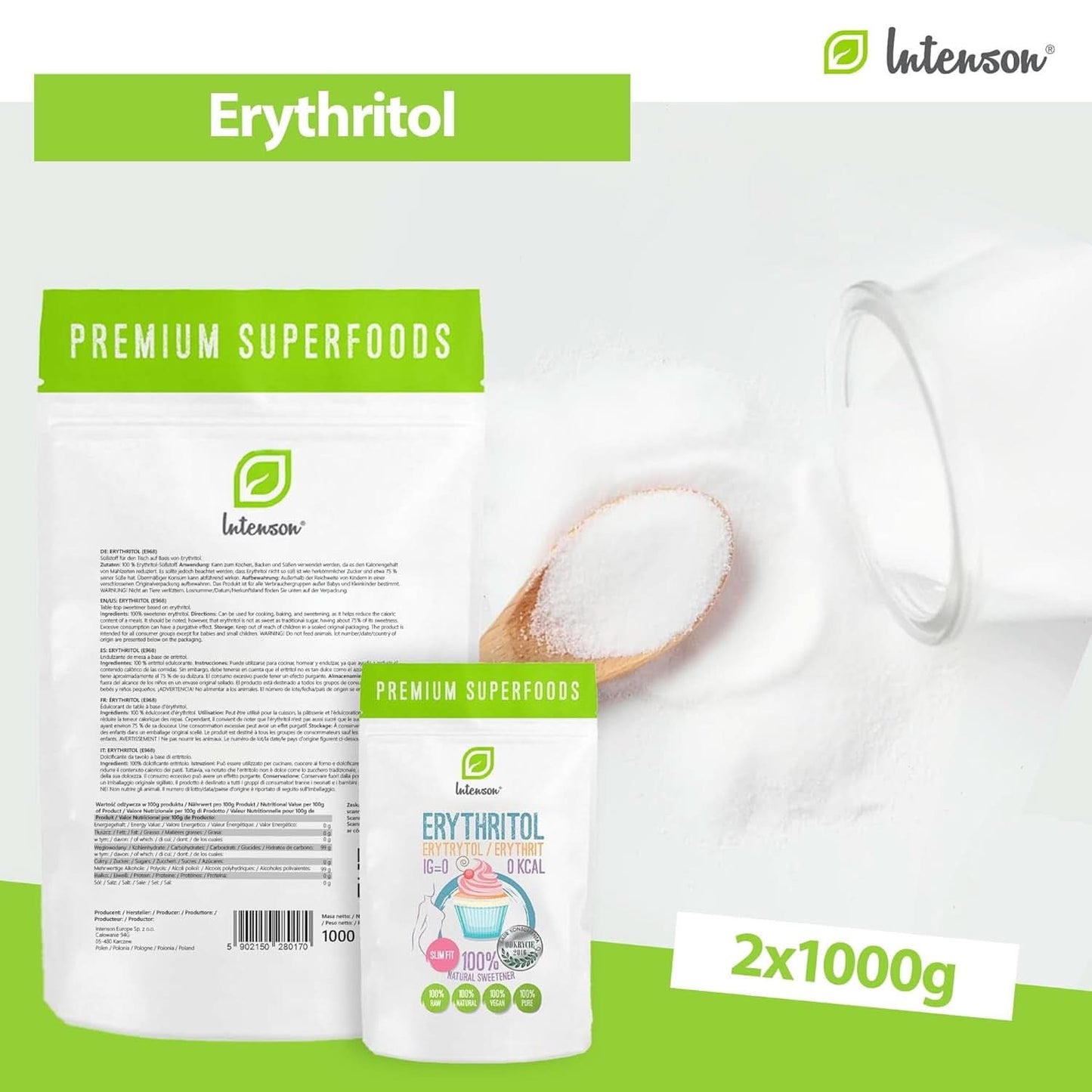 Erythritol - Naturligt sukkeralternativ, 2 kg sødemidler Naty Shop