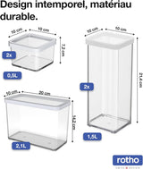 Rotho Loftsæt med 5 opbevaringskrukker med låg, forskellige størrelser, BPA-fri madplast (PP), gennemsigtig/rød, (21,4 x 21,4 x 23,5 cm) Madopbevaringsbokse Naty Shop