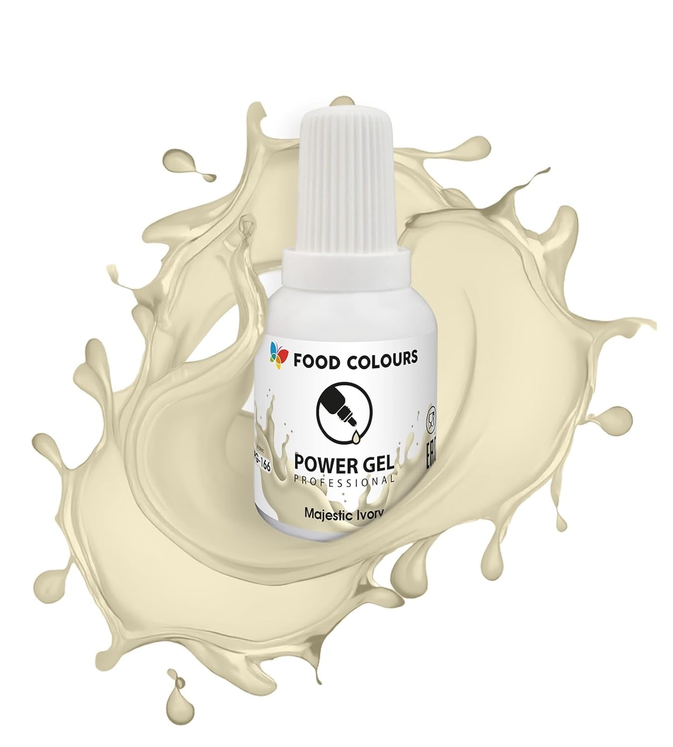 Gel madfarve, beige, champagnefarve, 20 g. Food coloring for a wide range of applications for decorating cakes, tarts, cream, sponge cake, royal icing, macarons.