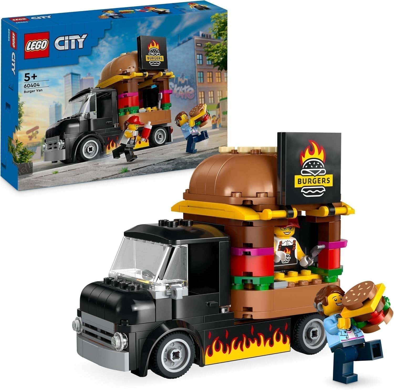 LEGO City Burger Truck Byggesæt med Legetøjsbil til 5-årige, Food Truck Minifigur og tilbehør, Sjov gave til drenge og piger 60404 Byggesæt Besuche den LEGO-Store Single