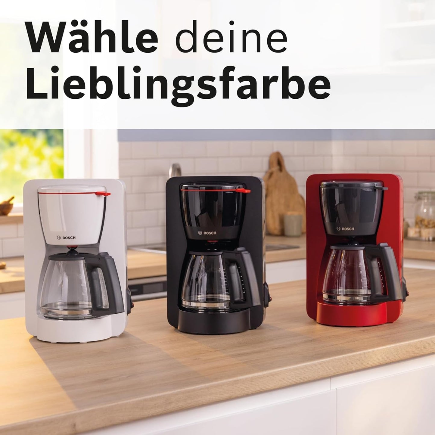 Bosch MyMoment TKA2M113 Filter Espressomaskine, 1,25 L glaskaraffel, 10-15 kopper, 40 Minutters Hold Varm-funktion, Anti-drypsystem, Roterende Filterholder, Aftagelig Vandtank, 1200 Watt, Mat Sort