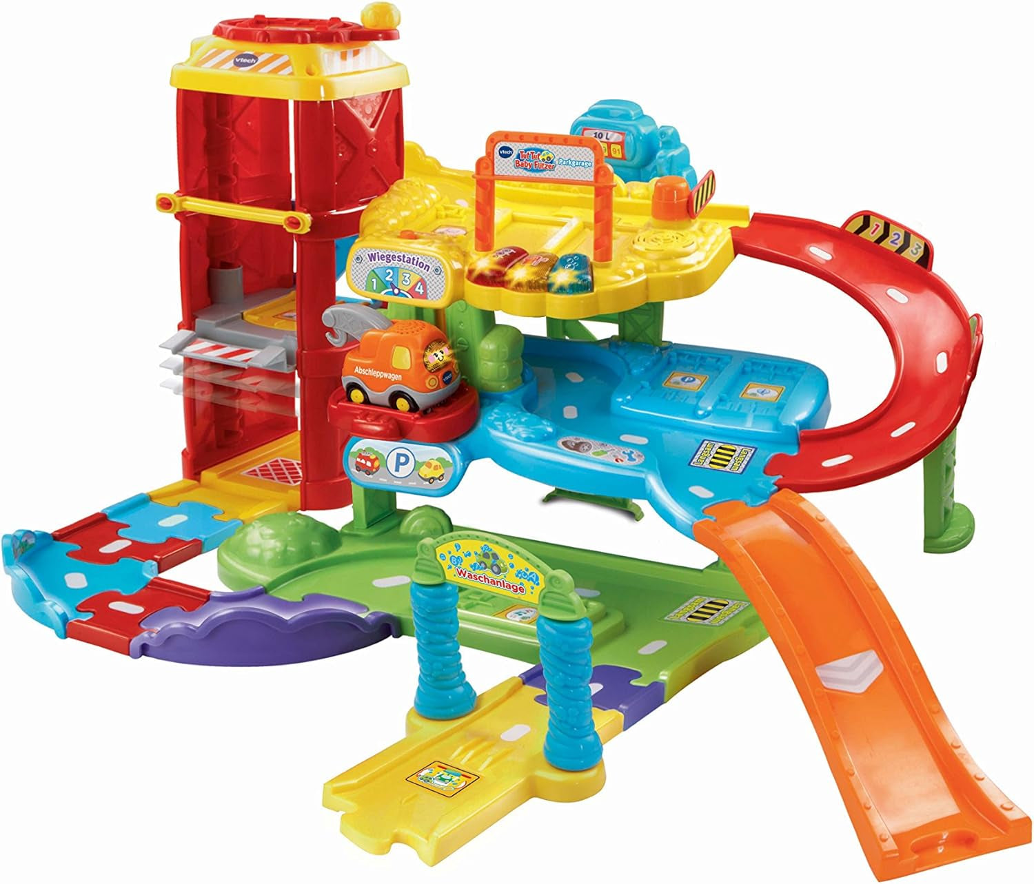 Vtech TUT TUT Baby Flitzer - Parkeringshus, farverig, 66,6 x 75,3 x 45,1 cm & TUT TUT Baby Flitzer - Brandbil - legetøjsbil med musik, lysknap, sætninger og interessante lyde Bebe Toys Naty Shop