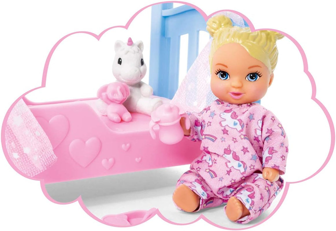 Simba Steffi Love Sweet Dreams / Sød babydukke og krybbe / med glød-i-mørke funktion / 12 stykker / 29cm / Til børn fra 3 år og derover